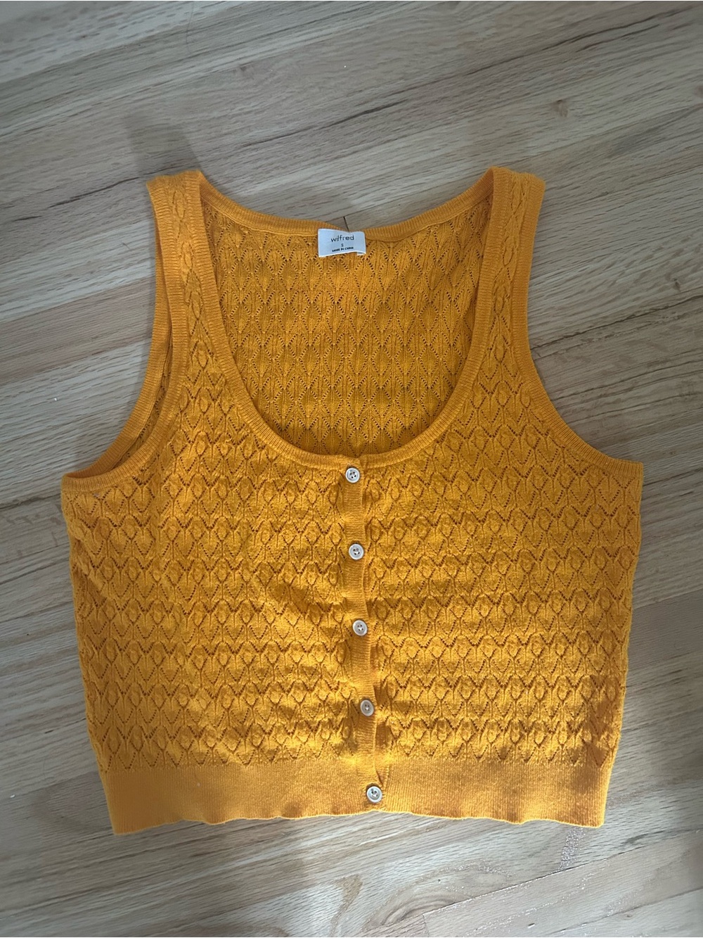 Wilfred Orange Knit Button-Front Crop Tank